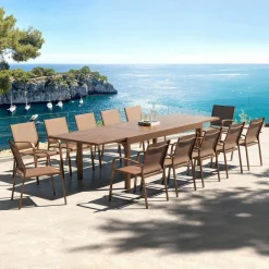 Table de jardin extensible aluminium 12 places (200/320 x 100 cm) Murano Bronze