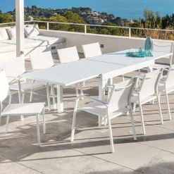 Table de jardin extensible aluminium 12 places (200/320 x 100 cm) Murano Blanc