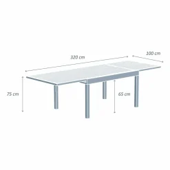 Table de jardin extensible aluminium 12 places (200/320 x 100 cm) Murano Blanc
