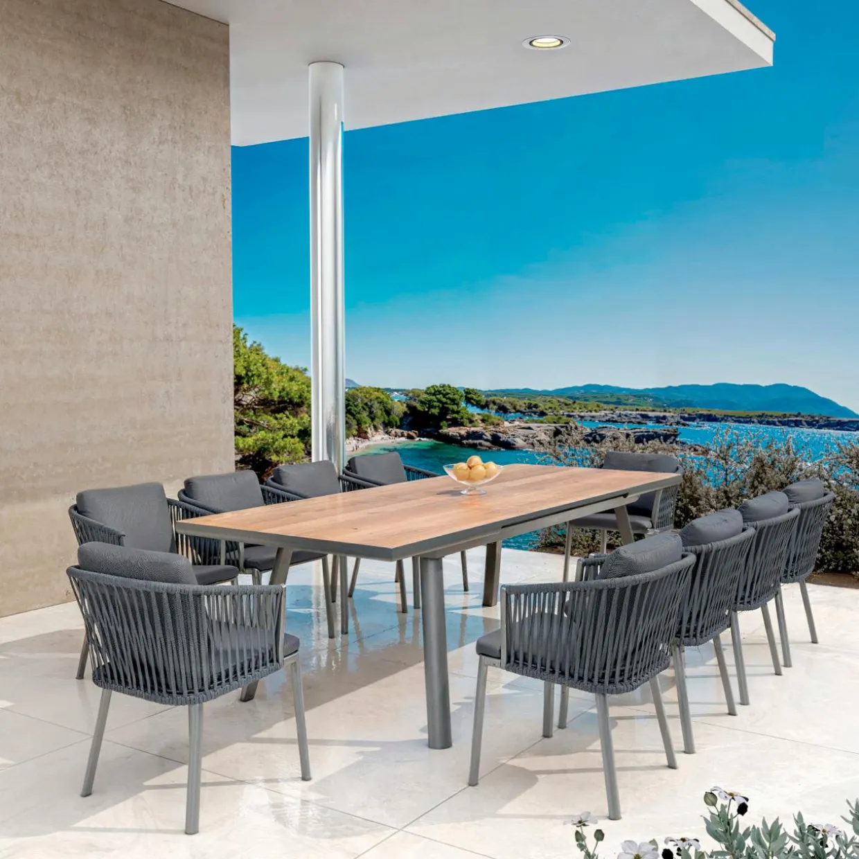 Table de jardin extensible en aluminium 10 places (260 x 96 cm) Amalfi Gris anthracite