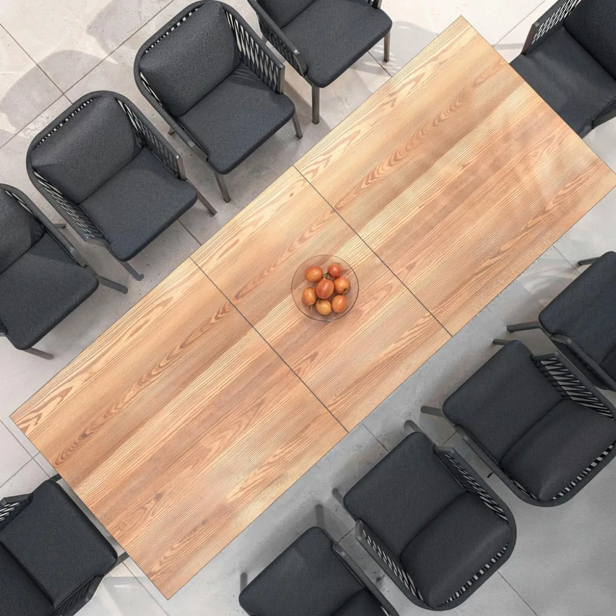 Table de jardin extensible en aluminium 10 places (260 x 96 cm) Amalfi Gris anthracite