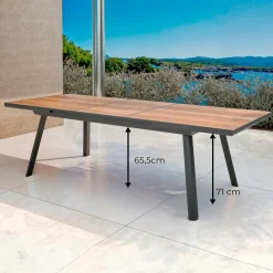 Table de jardin extensible en aluminium 10 places (260 x 96 cm) Amalfi Gris anthracite