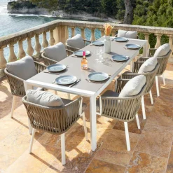 Table de jardin extensible en aluminium 12 places (195/300 x 96 cm) Amalfi Blanc