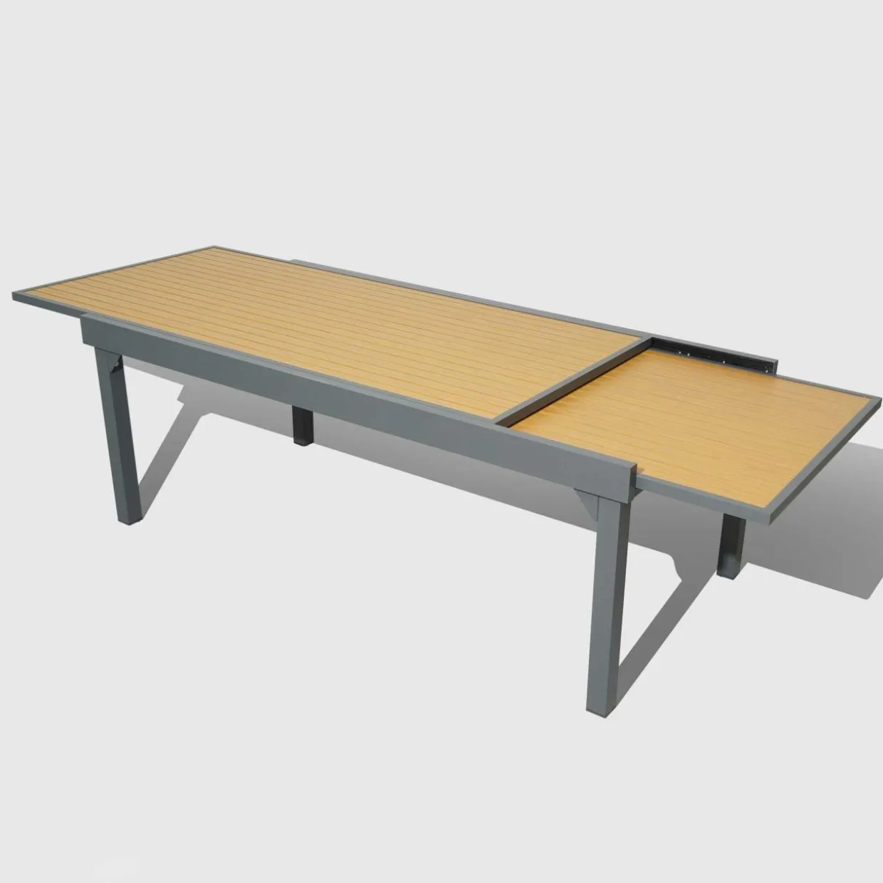 Table de jardin extensible en aluminium 12 places effet bois (200/320 x 100 cm) Murano Gris anthracite