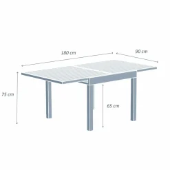 Table de jardin extensible en aluminium 8 places (90/180 x 90 cm) Murano Bleu pétrole
