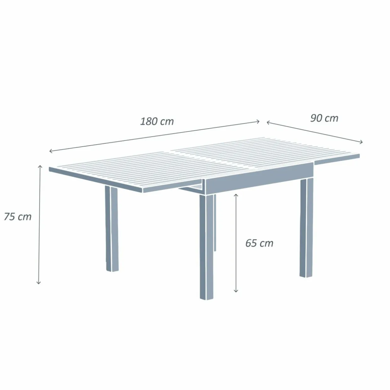 Table de jardin extensible en aluminium 8 places (90/180 x 90 cm) Murano Gris anthracite