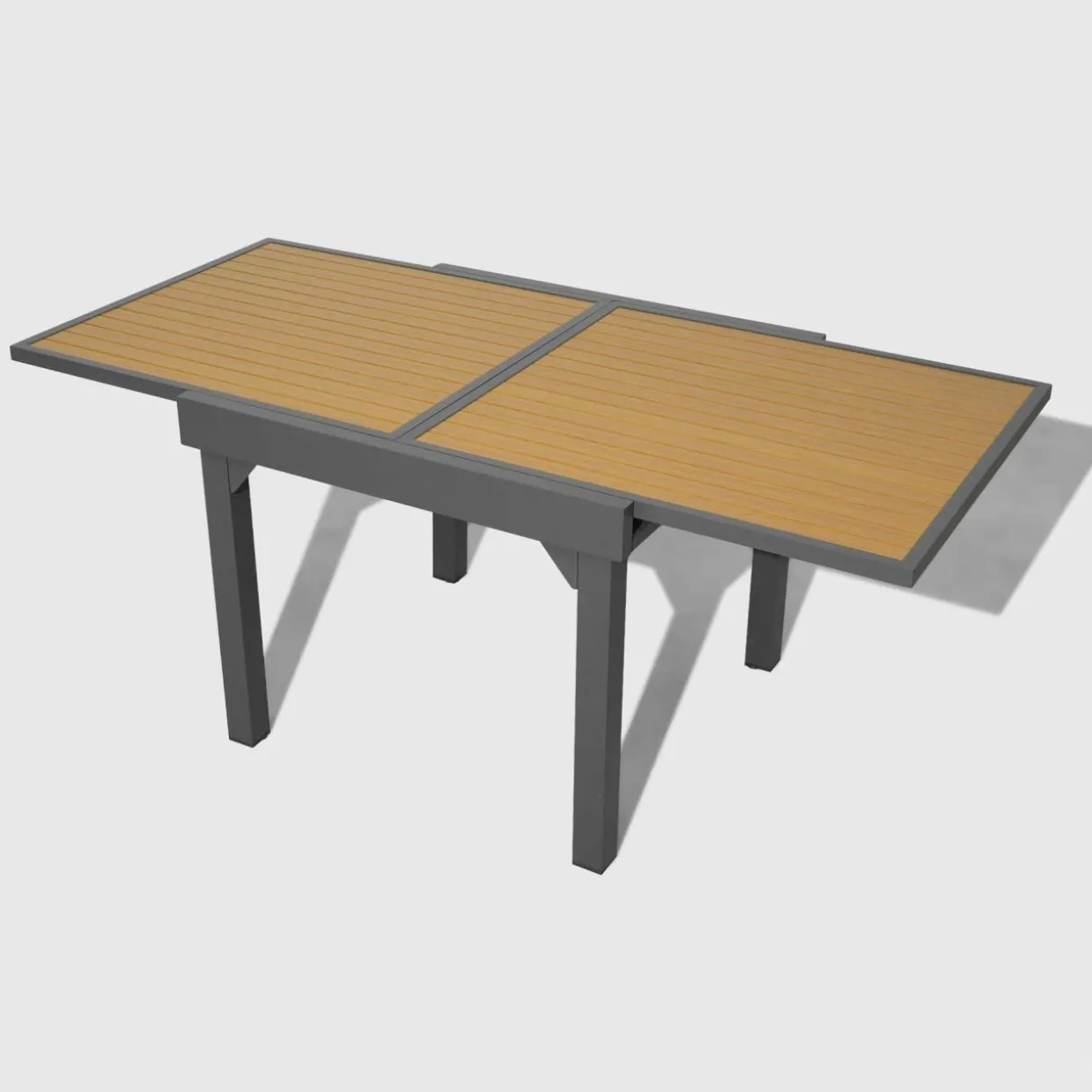 Table de jardin extensible en aluminium 8 places effet bois (90/180 x 90 cm) Murano Gris anthracite