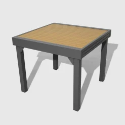 Table de jardin extensible en aluminium 8 places effet bois (90/180 x 90 cm) Murano Gris anthracite