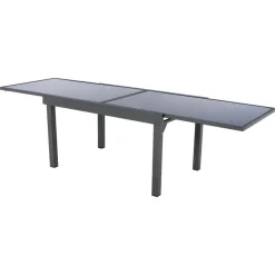 Table de jardin extensible en verre 10 places (135/270 x 90 cm) Murano Gris anthracite