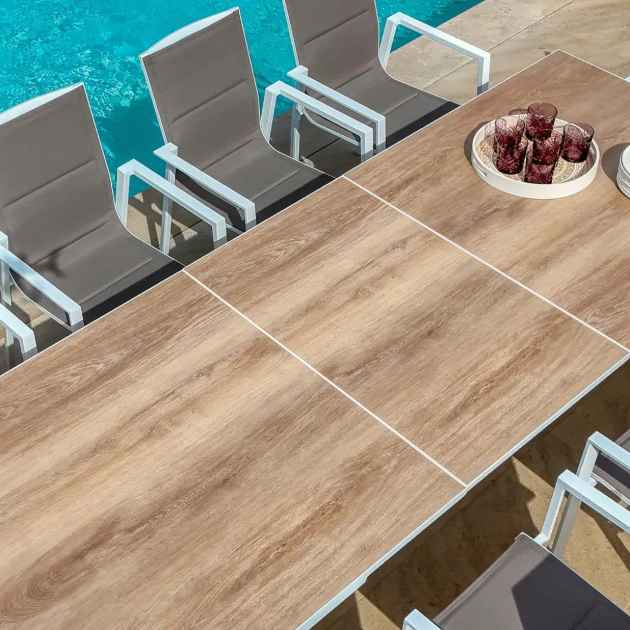 Table de jardin extensible en aluminium 10 places (260 x 96 cm) Amalfi Blanc