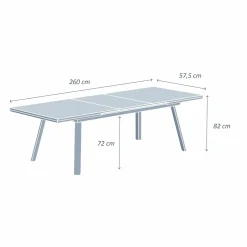 Table de jardin extensible en aluminium 10 places (260 x 96 cm) Amalfi Blanc