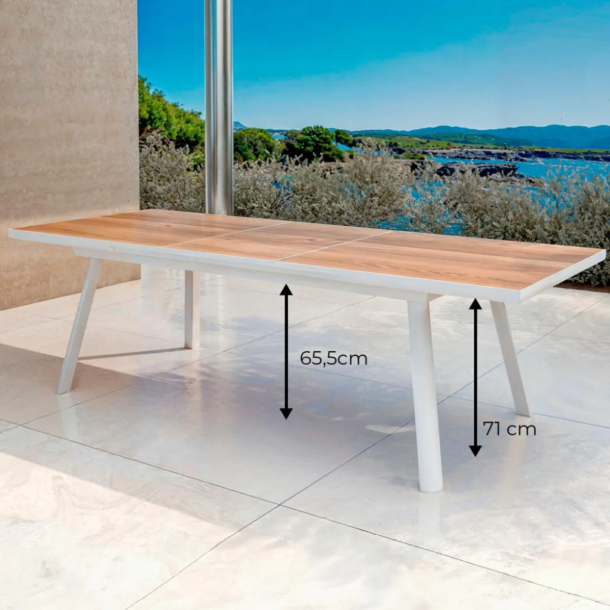 Table de jardin extensible en aluminium 10 places (260 x 96 cm) Amalfi Blanc