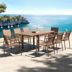 Table de jardin extensible en aluminium 8 places (90/180 x 90 cm) Murano Bronze