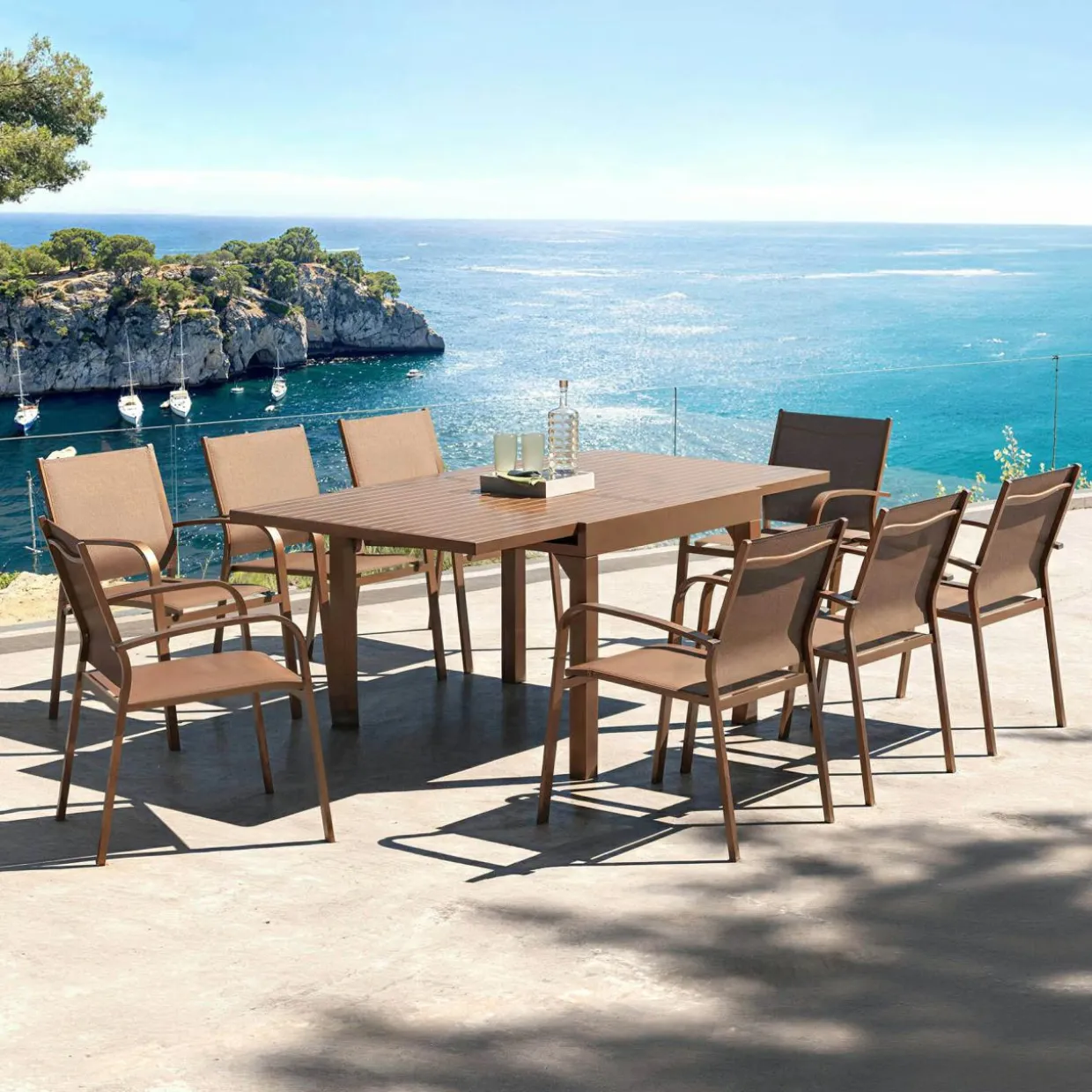 Table de jardin extensible en aluminium 8 places (90/180 x 90 cm) Murano Bronze