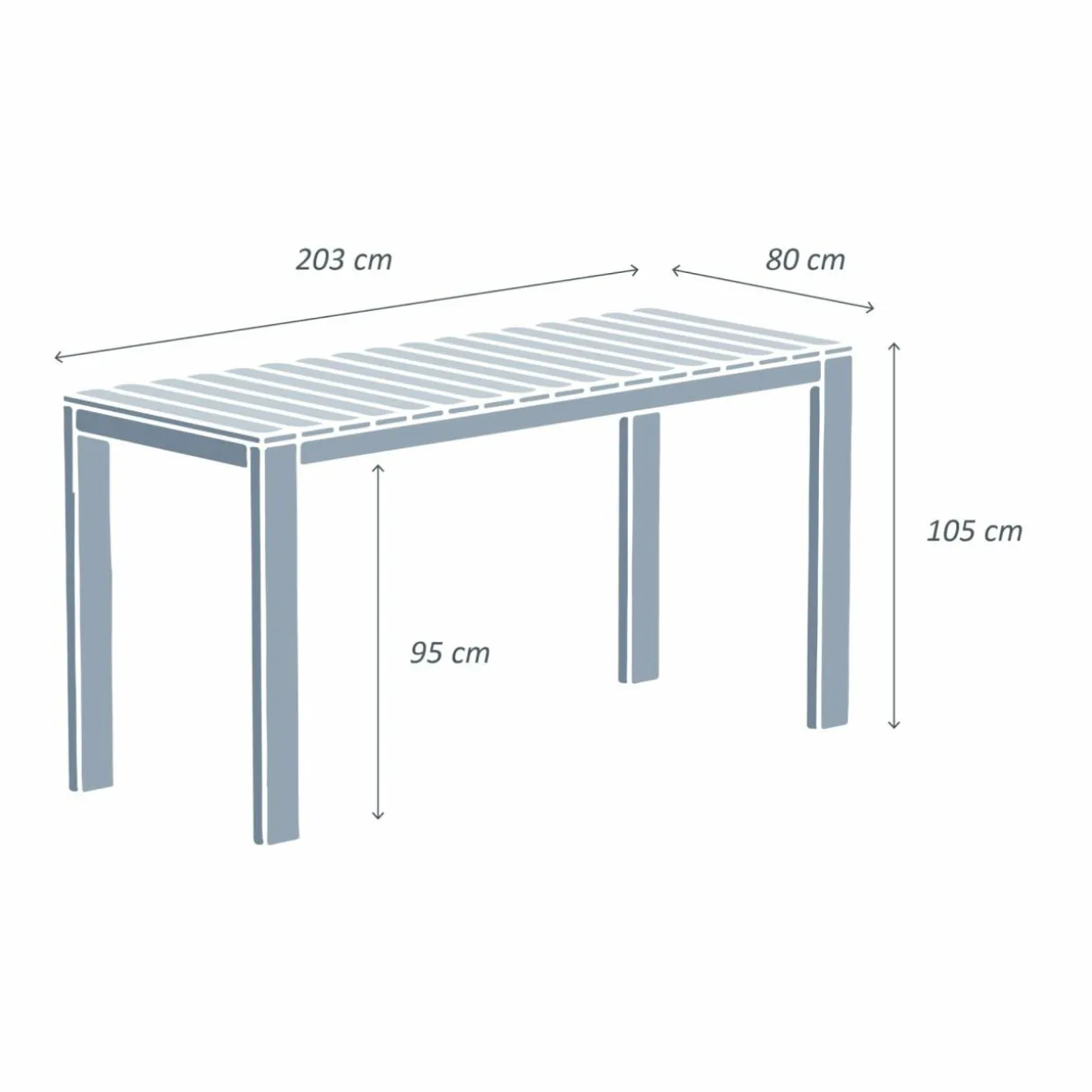 Table de jardin haute en bois d'acacia 8 places (203 x H105 cm) Bornéo Naturel