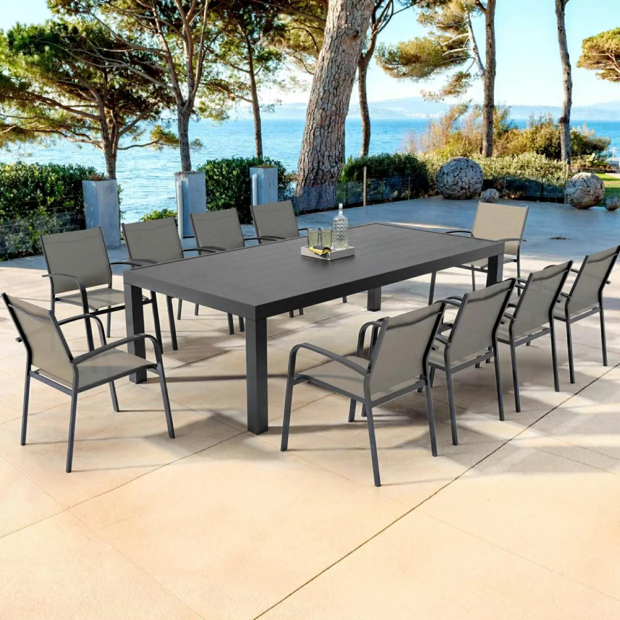 Table de jardin rectangulaire aluminium 10 places (240 x 120 cm) Murano Gris anthracite