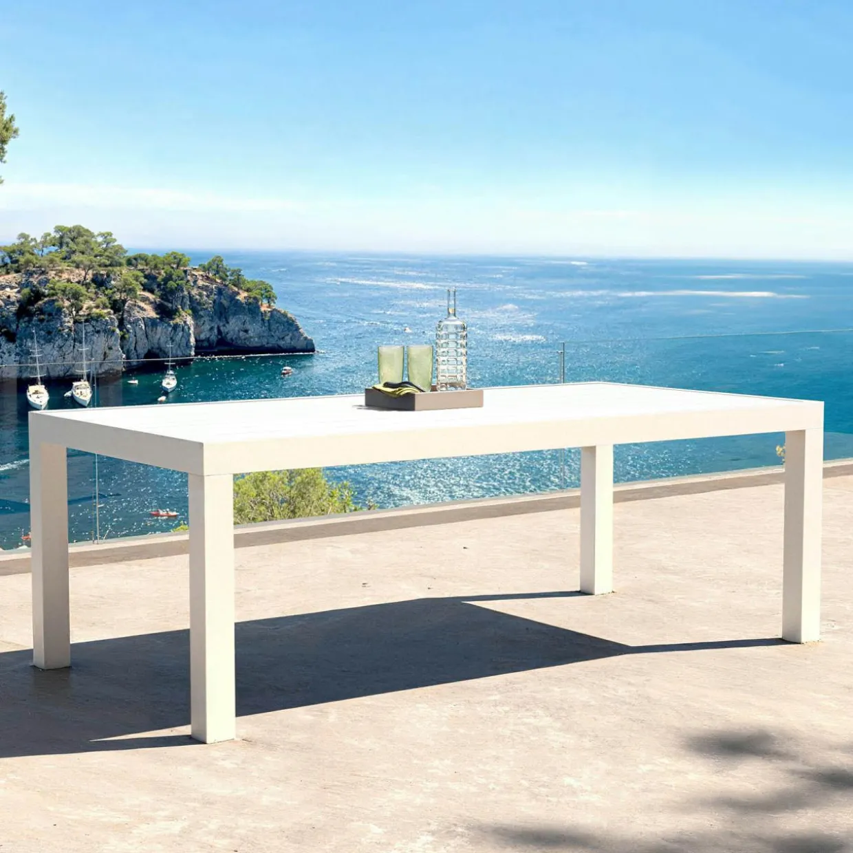 Table de jardin rectangulaire aluminium 8 places (210 x 100 cm) Murano Blanc