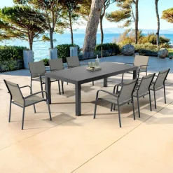 Table de jardin rectangulaire aluminium 8 places (210 x 100 cm) Murano Gris anthracite