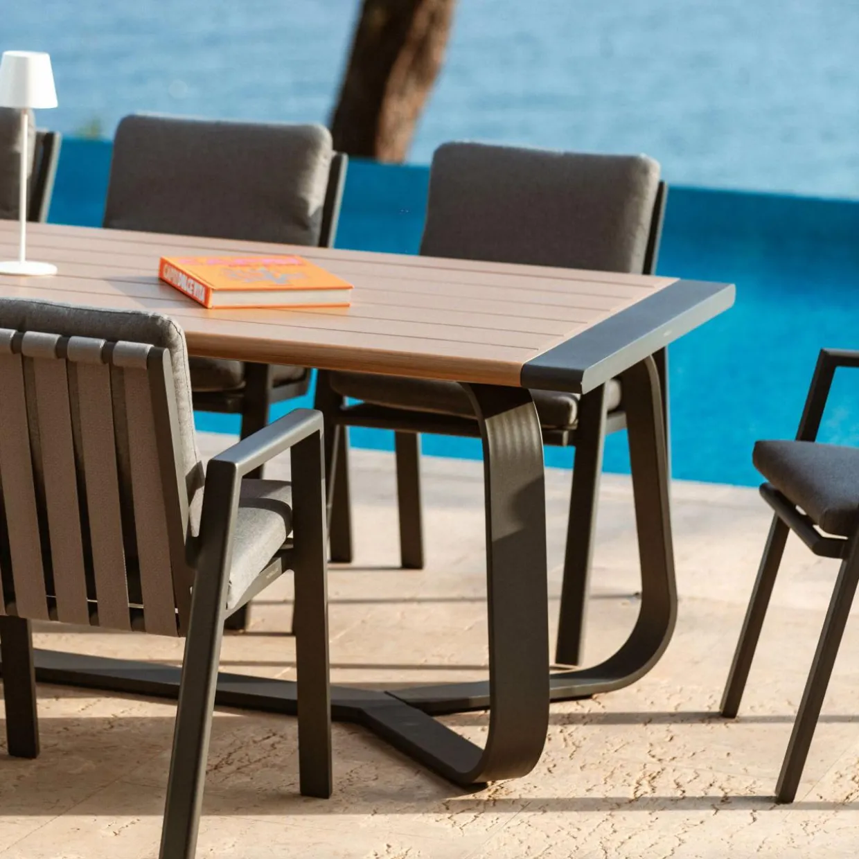 Table de jardin rectangulaire en aluminium 10 places (240 x 100 cm) Long Beach Gris anthracite