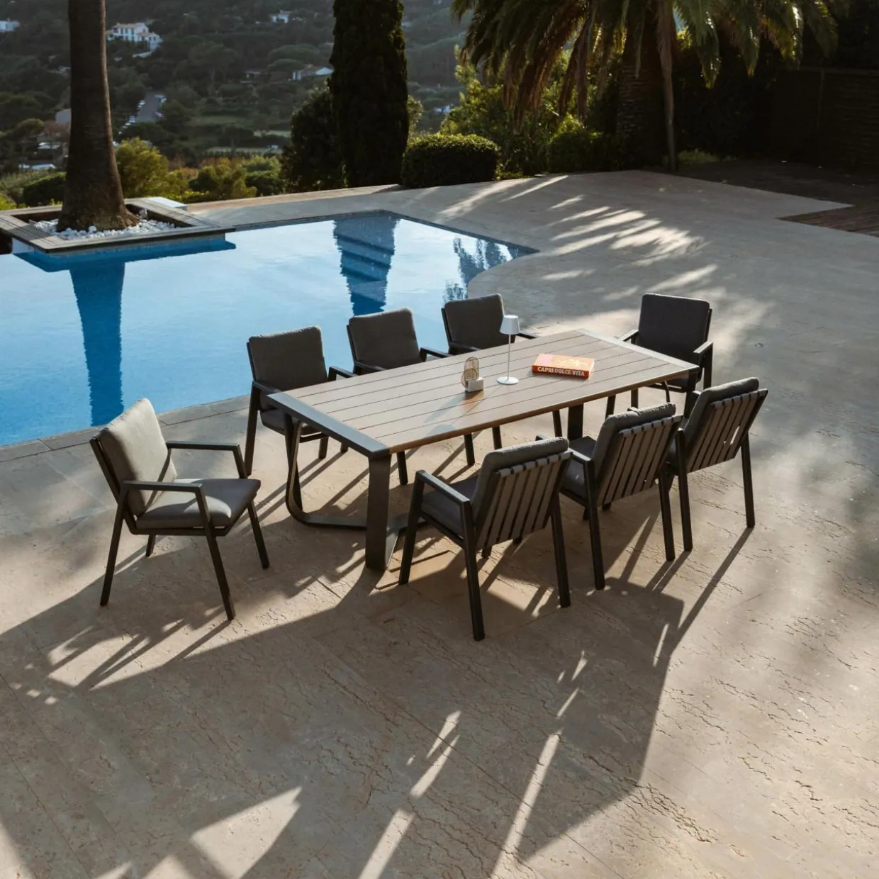Table de jardin rectangulaire en aluminium 10 places (240 x 100 cm) Long Beach Gris anthracite