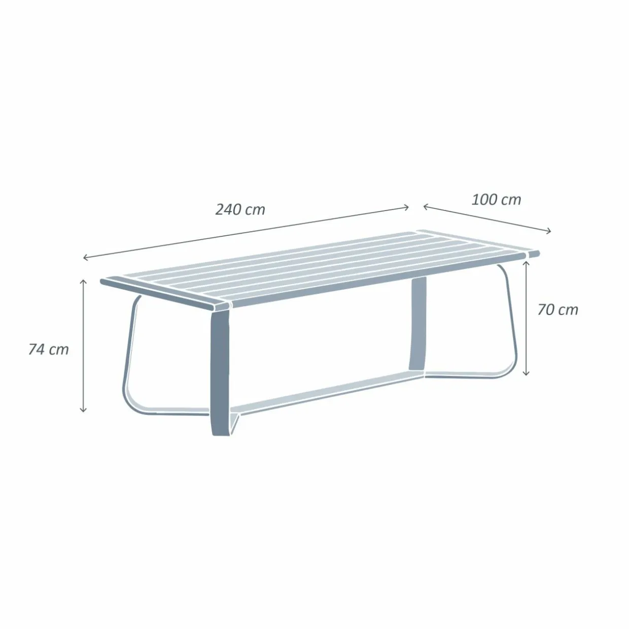 Table de jardin rectangulaire en aluminium 10 places (240 x 100 cm) Long Beach Gris anthracite