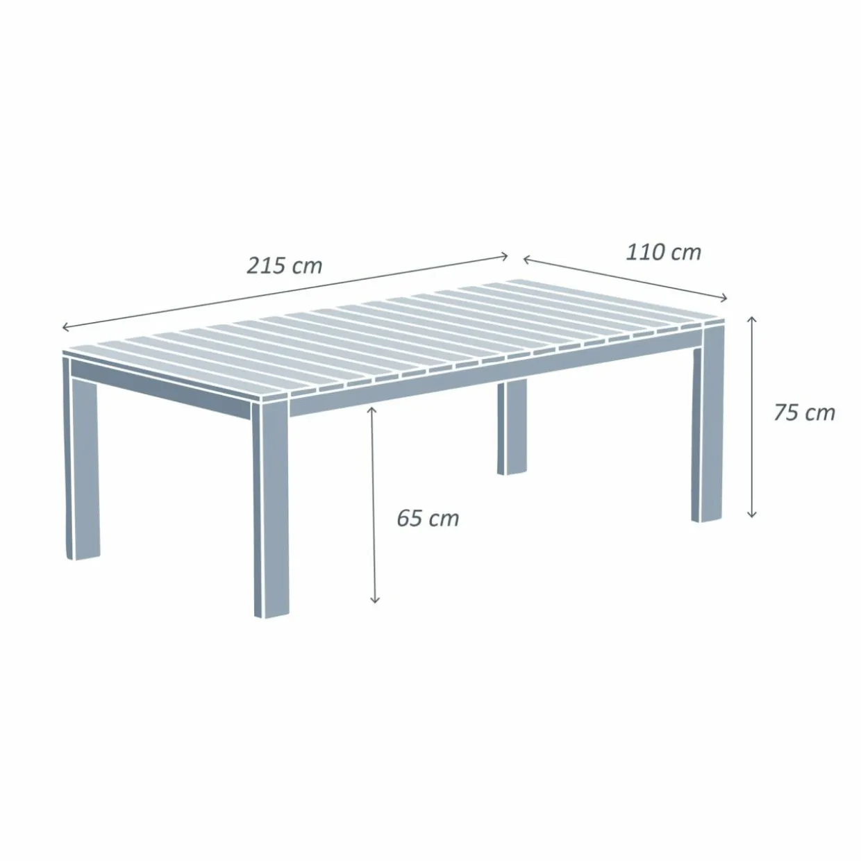 Table de jardin rectangulaire en bois d'acacia 8 places (215 x 110 cm) Bornéo Naturel