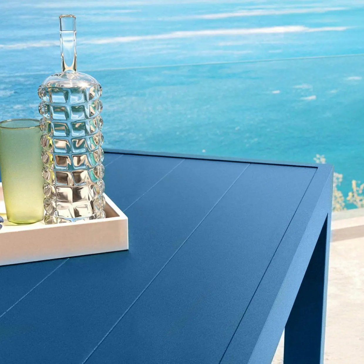 Table de jardin rectangulaire aluminium 8 places (210 x 100 cm) Murano Bleu pétrole