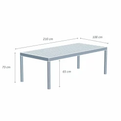 Table de jardin rectangulaire aluminium 8 places (210 x 100 cm) Murano Bleu pétrole
