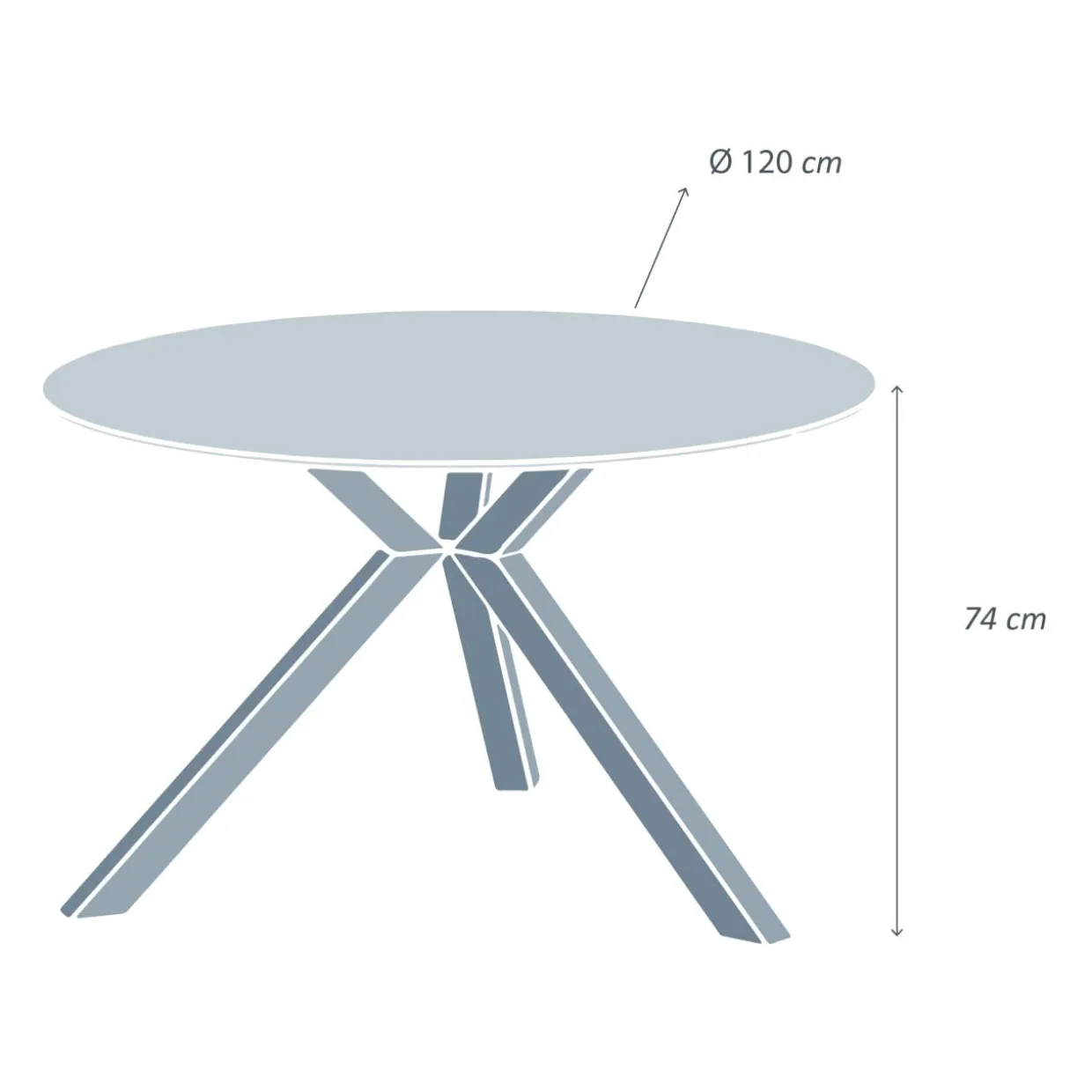 Table de jardin ronde en aluminium et céramique 6 places (D120 cm) Kore Blanc