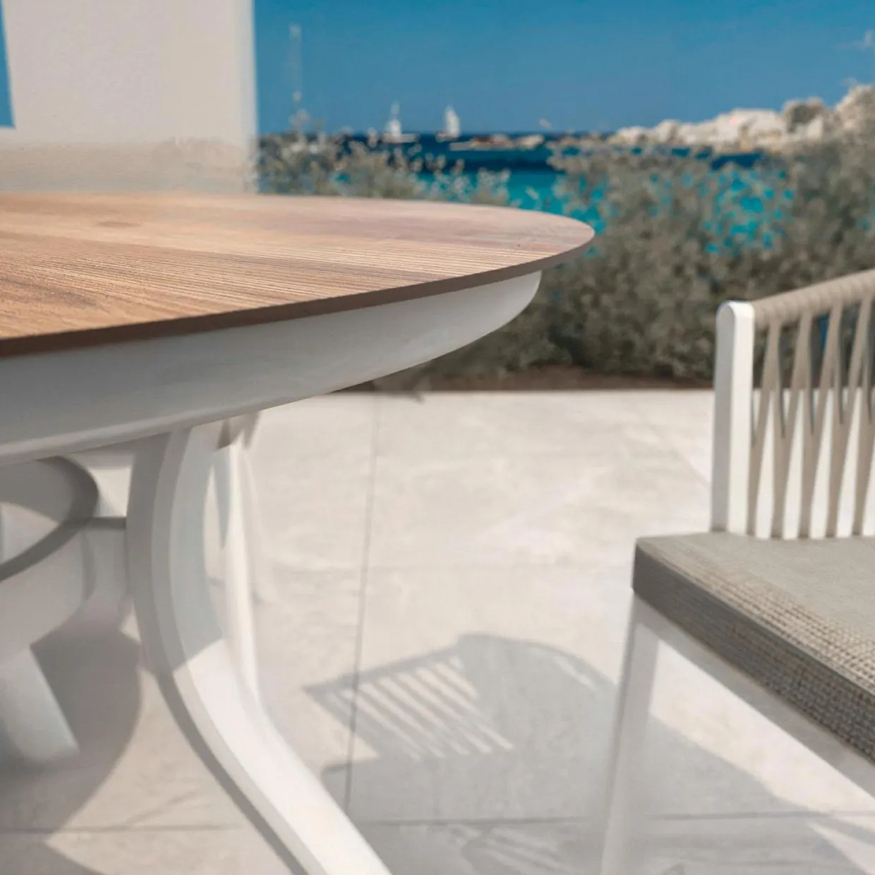 Table de jardin ronde en aluminium 6 places (D120 cm) Amalfi Blanc