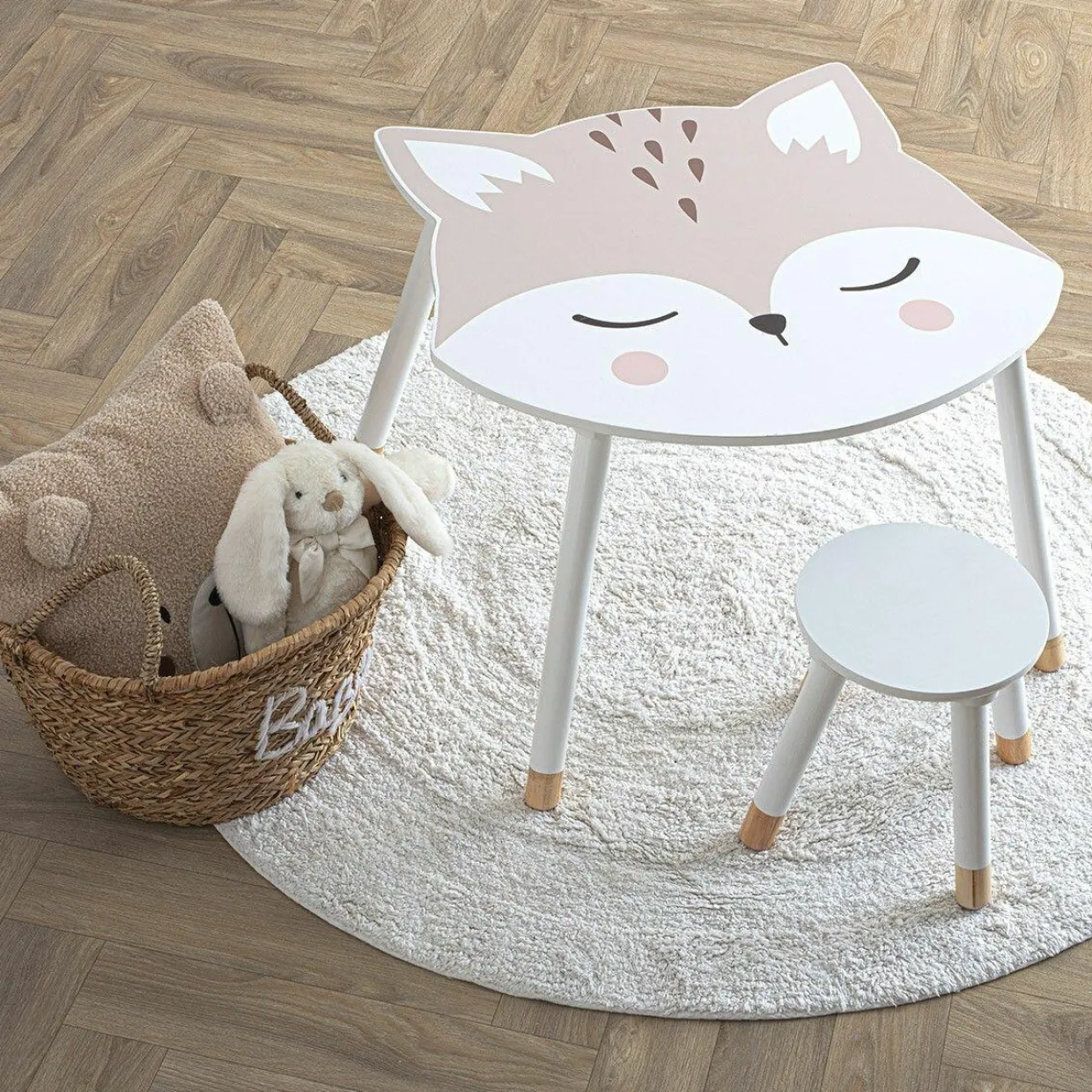 Table enfant bois (H43 cm) Douceur Renard Blanche