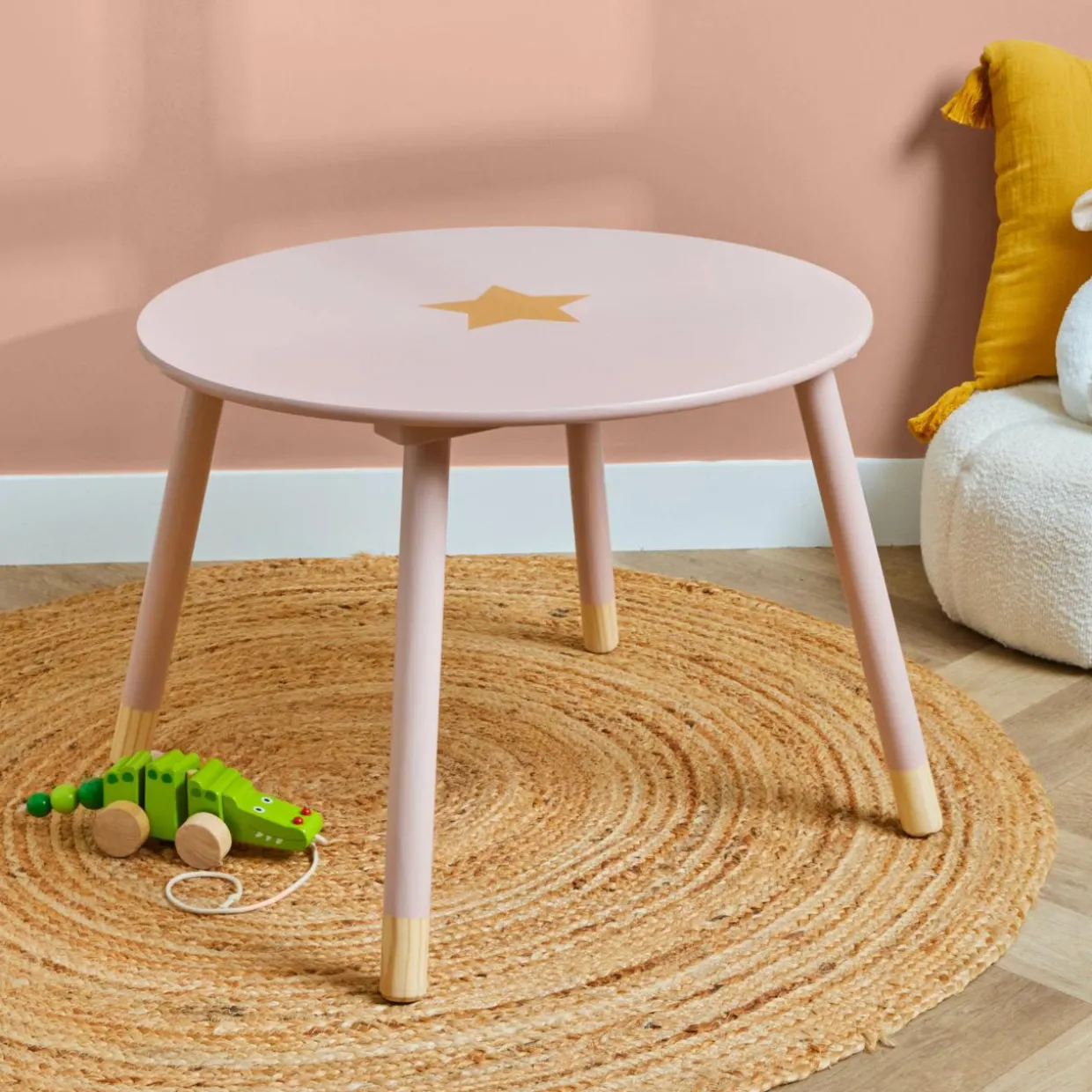 Table enfant bois (H44 cm) Stars Rose