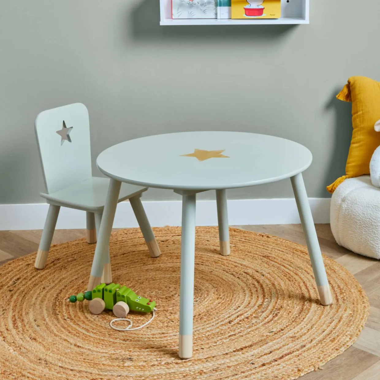 Table enfant bois (H44 cm) Stars Verte