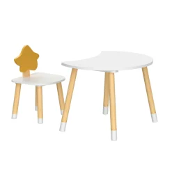 Table et 1 chaise enfant bois (H44 cm) Stars Blanc