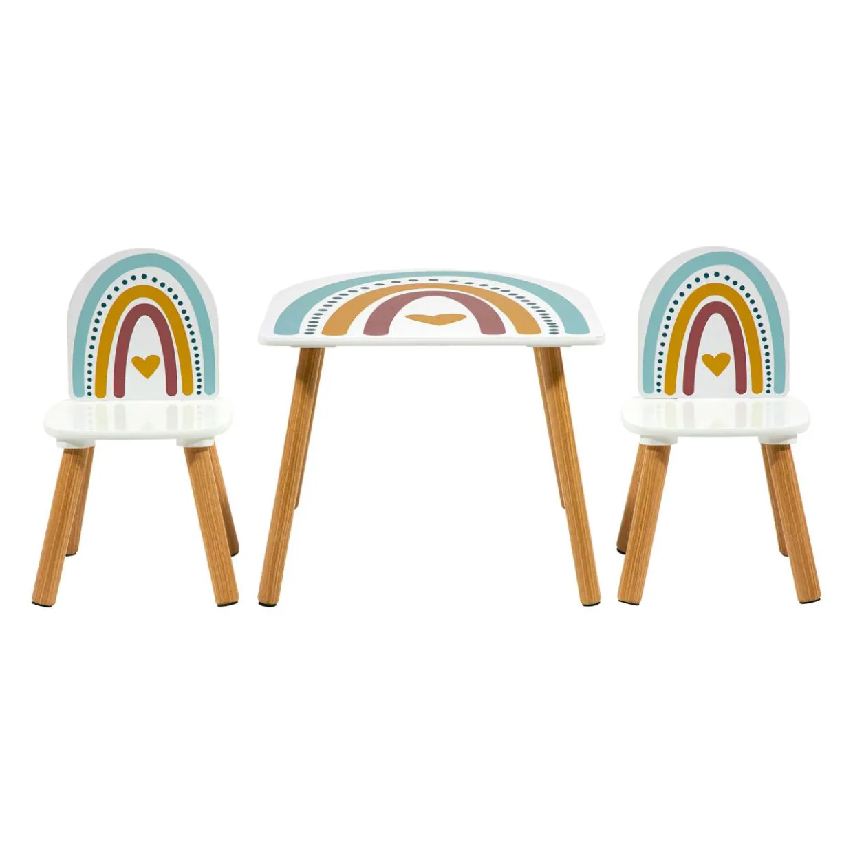 Table et 2 chaises enfant bois Leno Multicolore