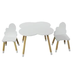 Table et 2 chaises enfant bois nuage (H44 cm) Lilou Blanc