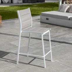 Tabouret de jardin aluminium empilable Murano Blanc et taupe