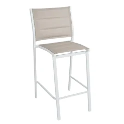 Tabouret de jardin aluminium empilable Murano Blanc et taupe