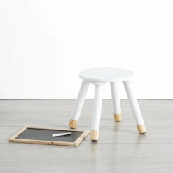 Tabouret enfant bois (H24 cm) Douceur Blanc