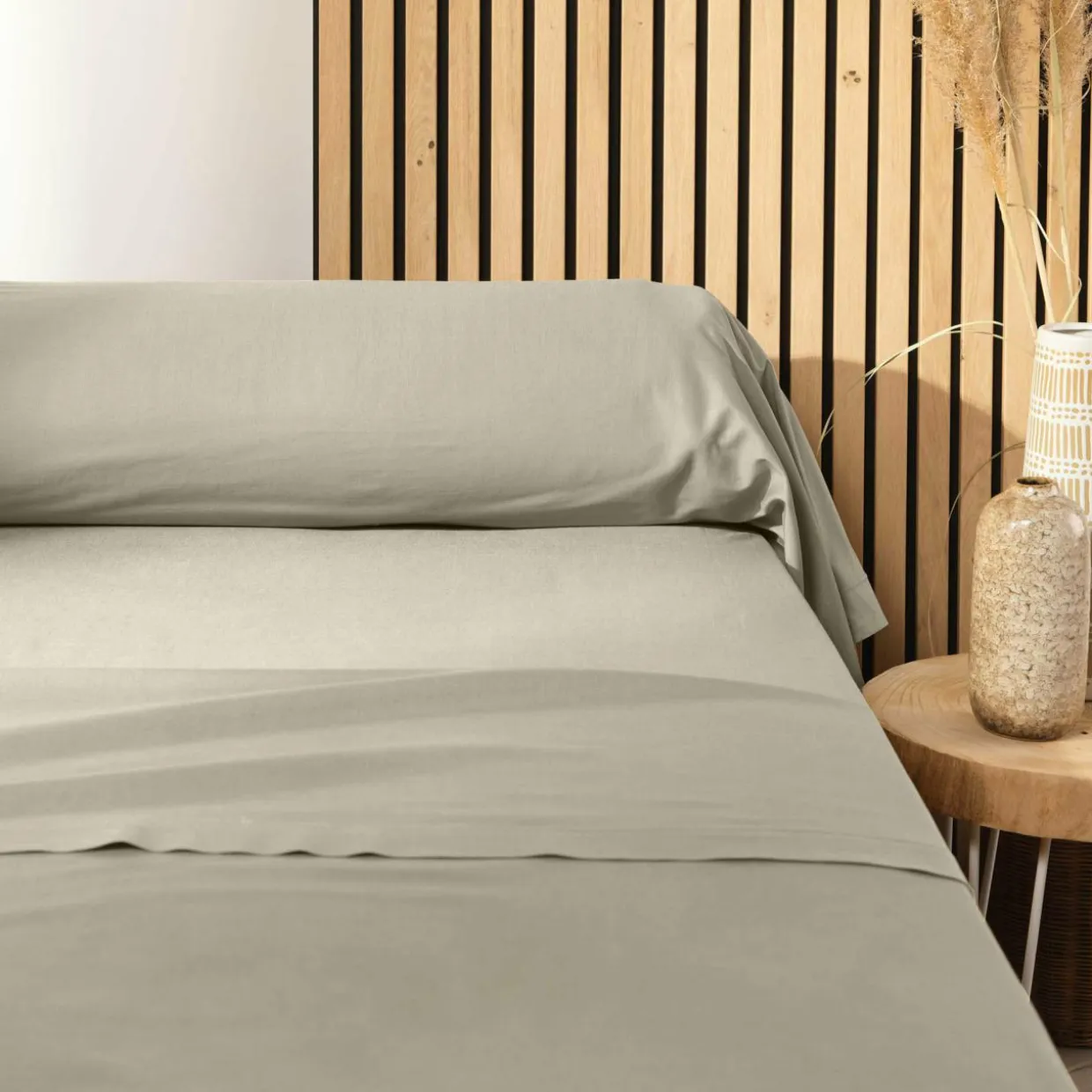 Taie de traversin coton bio (L185 cm) Biolina Taupe