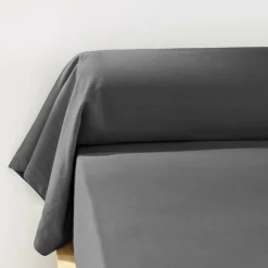 Taie de traversin flanelle de coton (L185 cm) Théa Gris anthracite