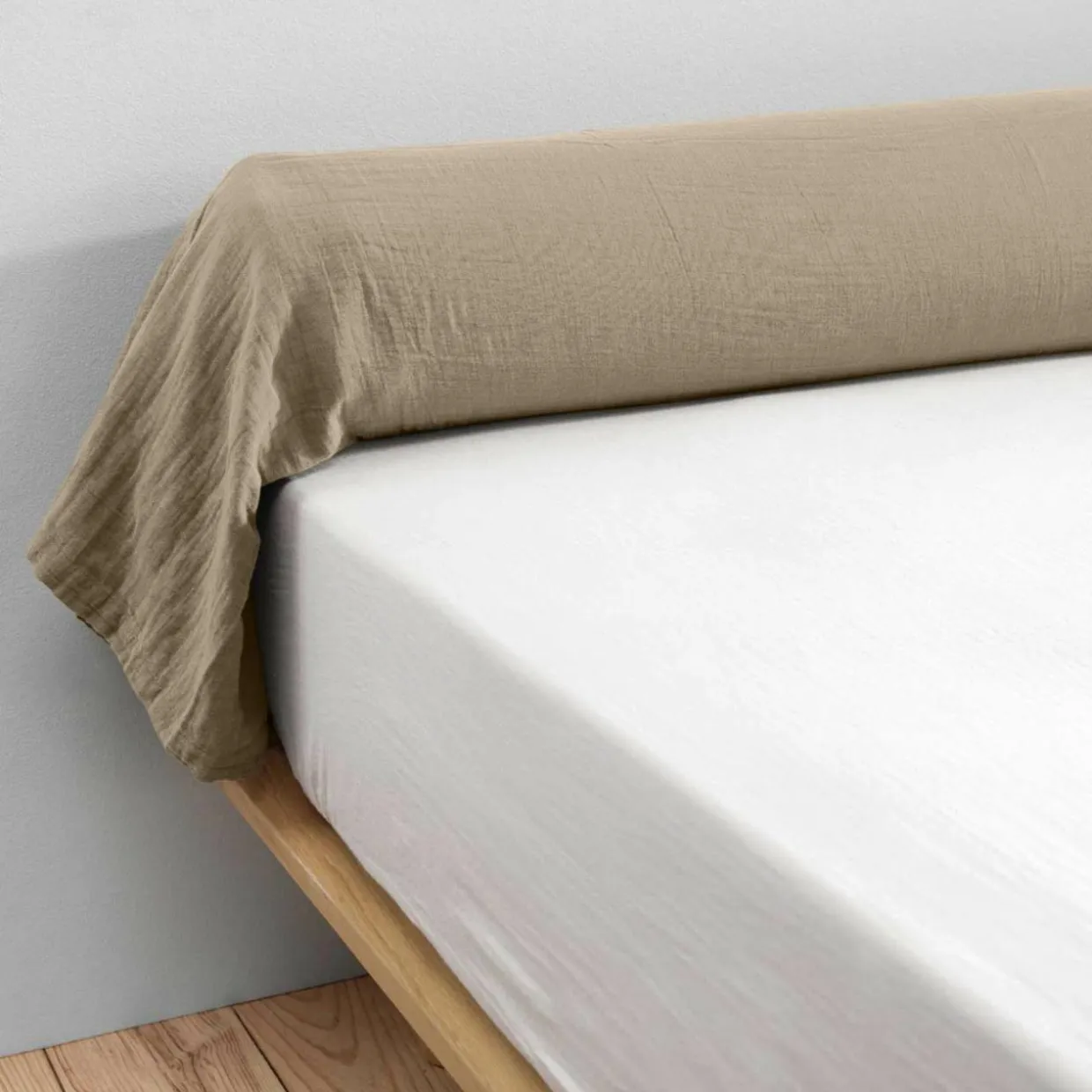 Taie de traversin gaze de coton (L185 cm) Gaïa Ficelle