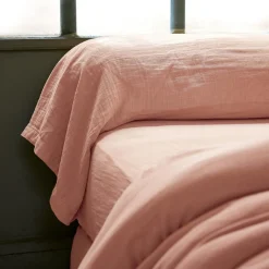 Taie de traversin gaze de coton (L185 cm) Gaïa Rose pêche