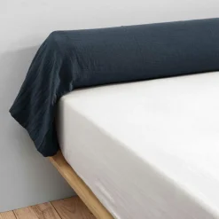 Taie de traversin gaze de coton (L185 cm) Gaïa Bleu nuit