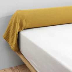 Taie de traversin gaze de coton (L185 cm) Gaïa Jaune safran
