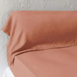 Taie de traversin lyocell Tencel™ lavé (27 x 185 cm) Olivia Terracotta