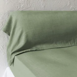 Taie de traversin lyocell Tencel™ lavé (27 x 185 cm) Olivia Vert romarin