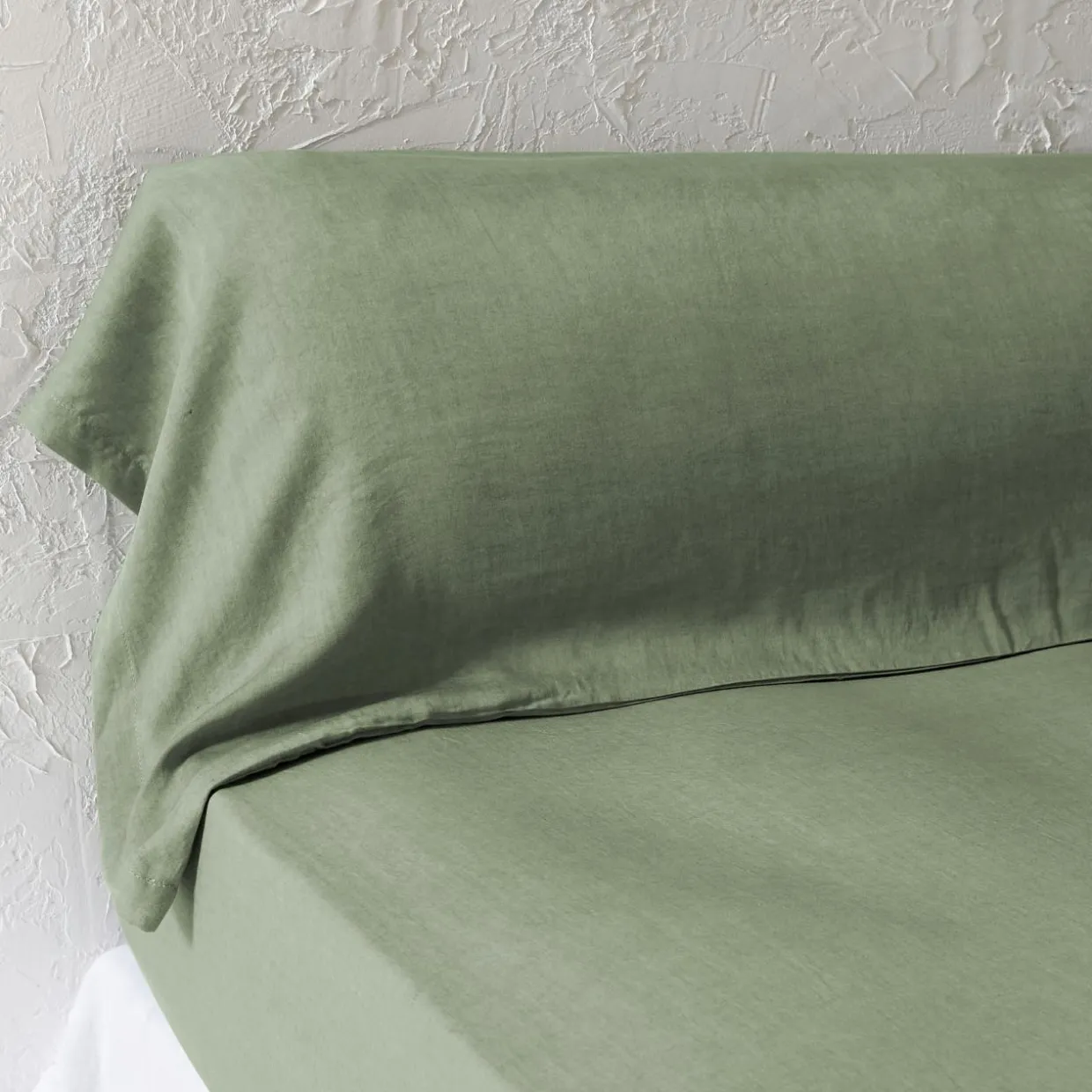 Taie de traversin lyocell Tencel™ lavé (27 x 185 cm) Olivia Vert romarin