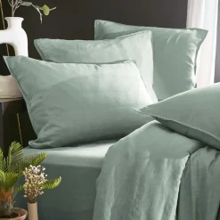 Taie de traversin lyocell Tencel™ lavé (27 x 185 cm) Olivia Vert eucalyptus