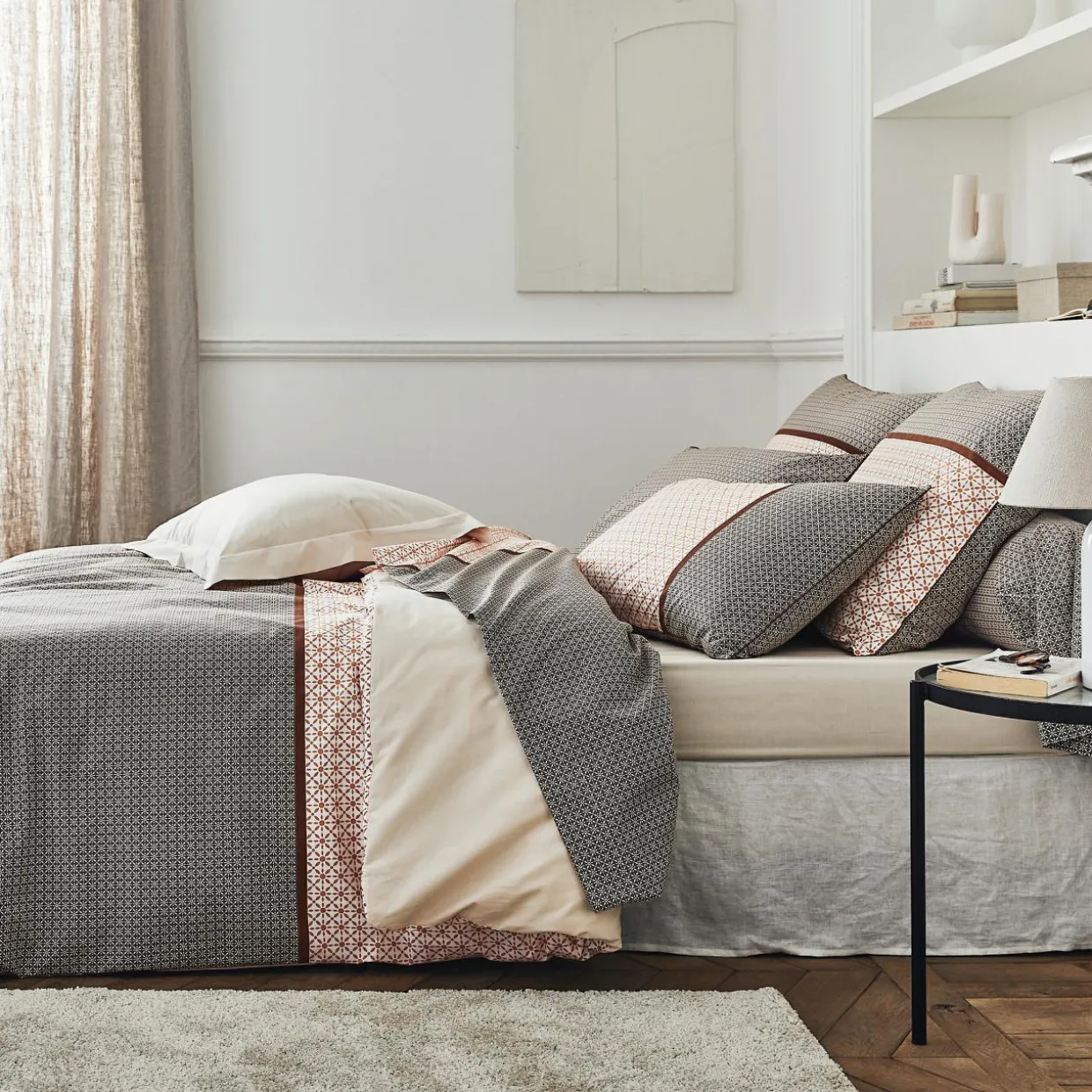 Taie de traversin percale de coton (L200 cm) Gabin Multicolore